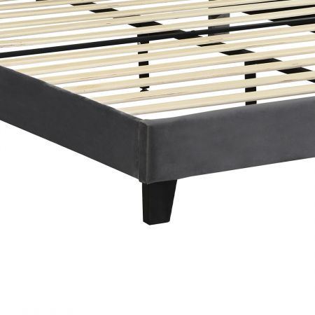 Levede Bed Frame Queen Size Mattress Base Platform Wooden Velevt Headboard Grey