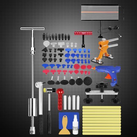 80pcs Paintless Dent Repair Removal Kit Car PDR Tools Hammer Puller Lifter Bag