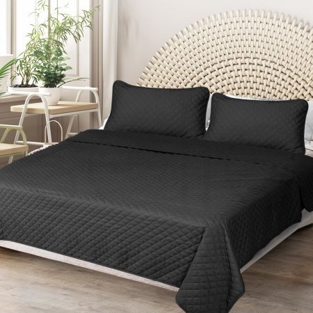 Bedspread Coverlet Set Quilted Dark Grey Queen