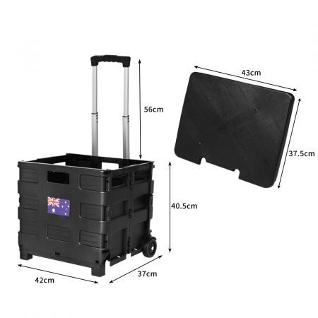 Foldable Shopping Cart Trolley Pack & Roll Folding Grocery Basket Crate Portable