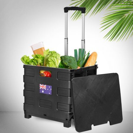 Foldable Shopping Cart Trolley Pack & Roll Folding Grocery Basket Crate Portable