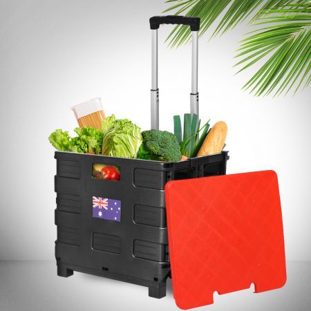 Foldable Shopping Cart Trolley Pack & Roll Folding Grocery Basket Crate Portable