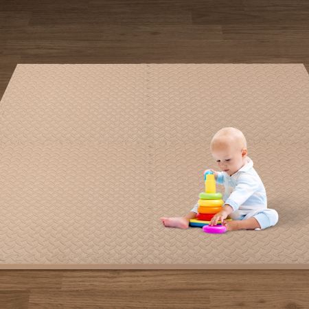 Bopeep Kids Play Mat Floor Baby Crawling Mats Foldable Waterproof Carpet Beige