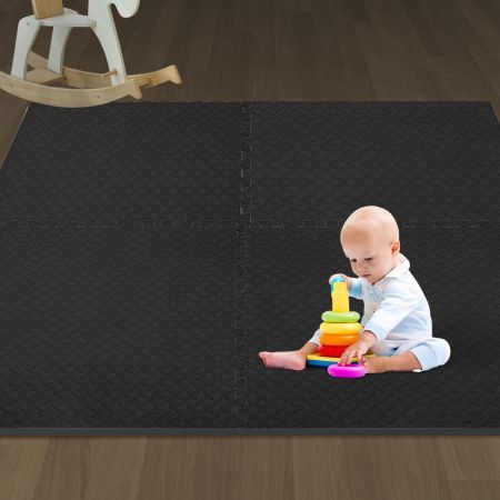 Bopeep Kids Play Mat Floor Baby Crawling Mats Foldable Waterproof Carpet Black