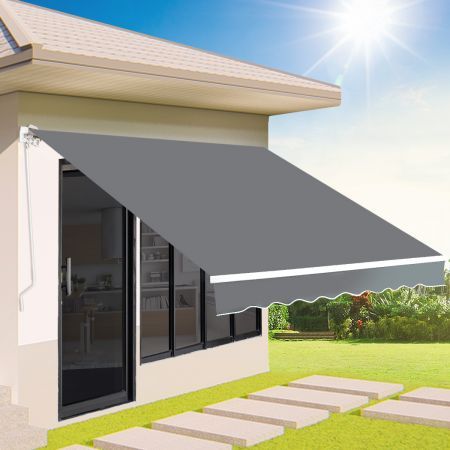 Folding Arm Awning Retractable Manual Sunshade Canopy Window Patio Pivot 3 x 2.5