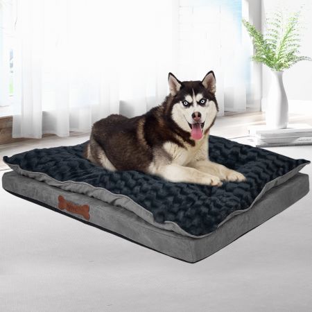 Dog Calming Bed Warm Soft Plush Comfy M Grey Medium