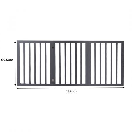 Wooden Pet Gate Dog Fence Retractable Barrier Portable Door 3 Panel Grey