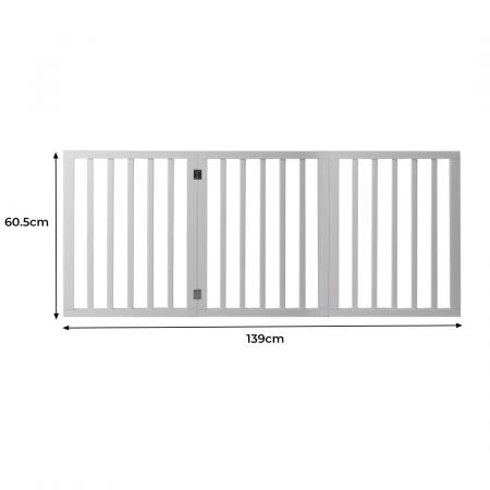 Wooden Pet Gate Dog Fence Retractable Barrier Portable Door 3 Panel White