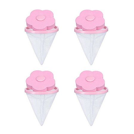 4Pcs Reusable Pet Fur Lint Hair Catcher Clothes Cleaning Ball Household Laundry Removal Floating Cleaner For Washing Machine Color Random (pink and blue)