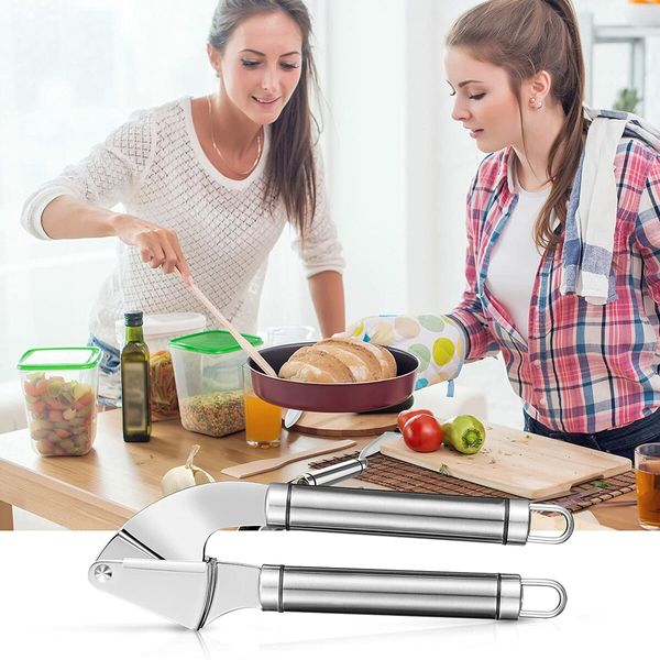 Garlic Press, Stainless Steel Mincer, Crusher And Peeler Set