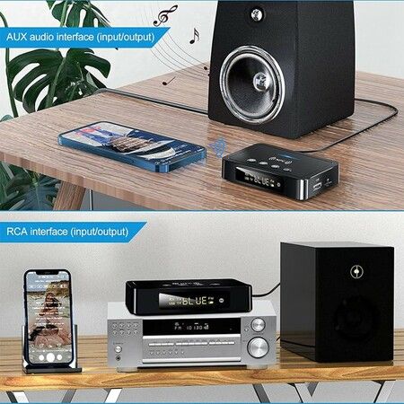 Bluetooth 5.0 Receiver Transmitter FM Stereo AUX 3.5mm Jack RCA Wireless NFC Bluetooth Audio Adapter for TV PC Headphone