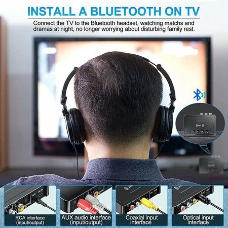 Bluetooth 5.0 Receiver Transmitter FM Stereo AUX 3.5mm Jack RCA Wireless NFC Bluetooth Audio Adapter for TV PC Headphone