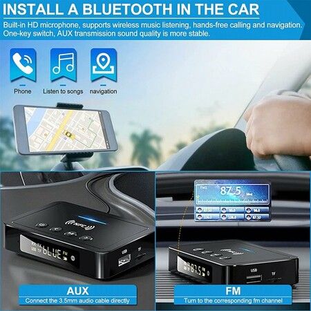 Bluetooth 5.0 Receiver Transmitter FM Stereo AUX 3.5mm Jack RCA Wireless NFC Bluetooth Audio Adapter for TV PC Headphone