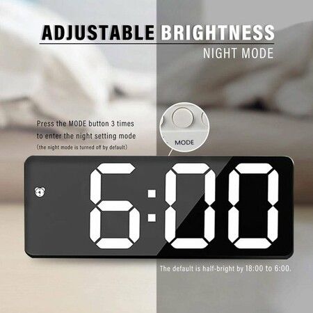 Digital Alarm Clock, LED Clock for Bedroom, Electronic Desktop Clock with Temperature Display