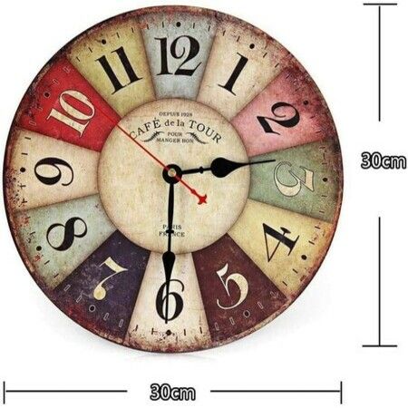 12 Inch Thick Kitchen Wall Clock Retro Farmhouse Clocks for Living Room Decor Bedroom Restaurant