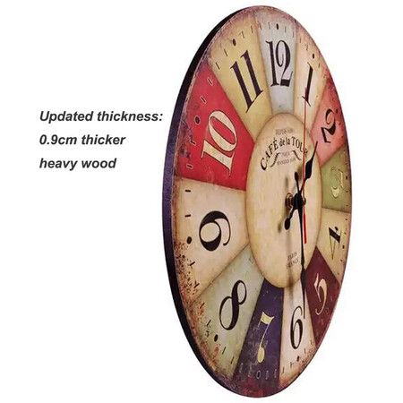 12 Inch Thick Kitchen Wall Clock Retro Farmhouse Clocks for Living Room Decor Bedroom Restaurant