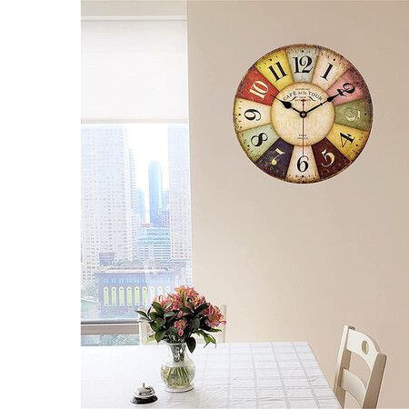 12 Inch Thick Kitchen Wall Clock Retro Farmhouse Clocks for Living Room Decor Bedroom Restaurant