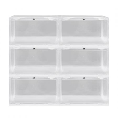 Sneaker Display Case Shoe Storage Box Clear Plastic Boxes Drawer Stackable 6pc