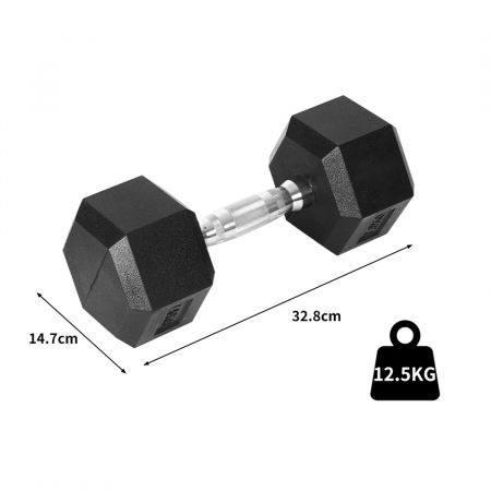 Centra Rubber Hex Dumbbell 12.5kg Home Gym Exercise Weight Fitness Training