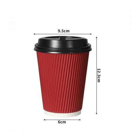 100 Pcs 12oz Disposable Takeaway Coffee Paper Cups Triple Wall Take Away w Lids