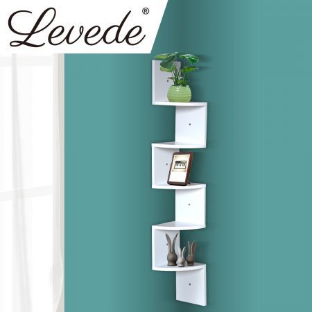 Levede 5 Tier Corner Wall Shelf Display Shelves DVD CD Storage Zig-tag Rack