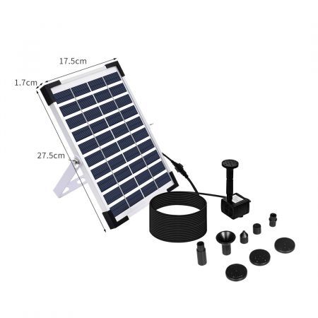 5W 380L/H Solar Powered Fountain Outdoor Fountains Submersible Water Pump Pond