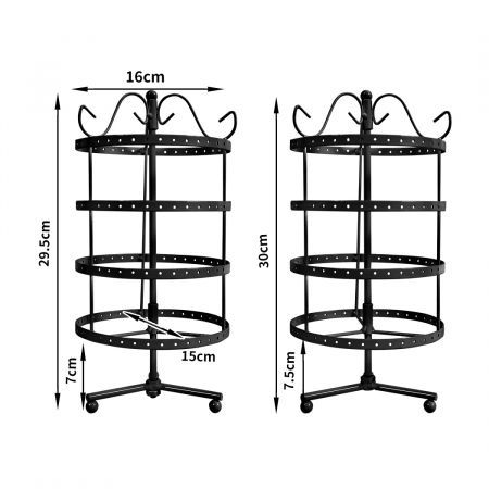 Earring Holder Stand Jewelry Display Hanging Rack Storage Metal Organizer 4 Tier Black