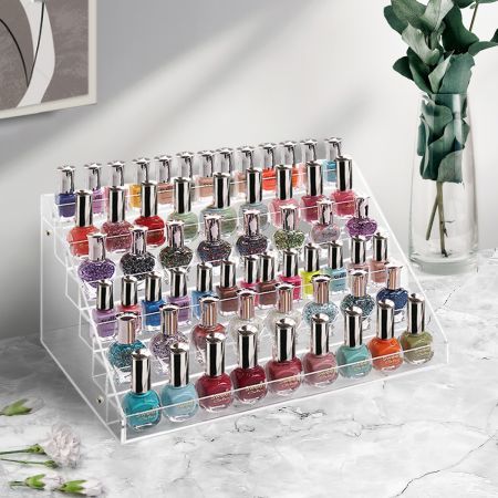 6 Tier Clear Acrylic Nail Polish Varnish Cosmetics Display Stand Rack Organiser