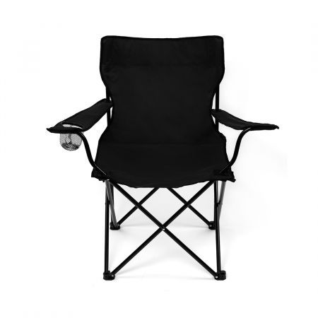 2Pcs Folding Camping Chairs Arm Foldable Portable Outdoor Fishing Picnic Chair Black