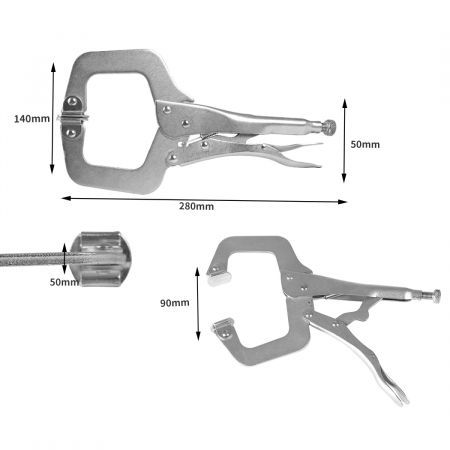 4PCS C Clamps Mig Welding Locking Plier C-Clamp Vice Grip  Heavy Duty Steel 11"