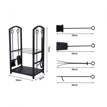 Traderight Firewood Rack 4 Fireplace Tools Log Wood Steel Large Holder Storage