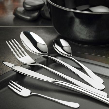 Cutlery Set Knife Fork Spoon Tableware Set Glossy Silver Stainless Steel 30pcs