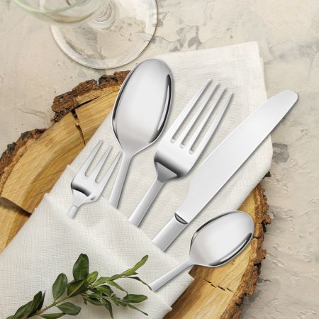 Tableware Cutlery Set Stainless Steel Knife Fork Spoon Kitchen Child Silver 60PC