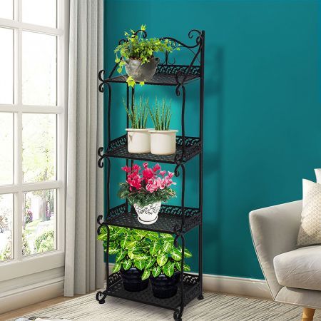 Levede Plant Stand 4 Tiers Outdoor Indoor Metal Flower Pots Rack Garden Shelf