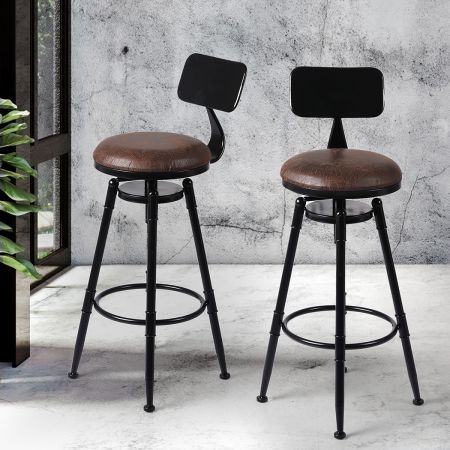 Levede 2x Industrial Bar Stools Kitchen Stool PU Leather Barstools Chairs