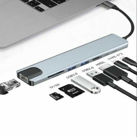 USB 3.0 Type C Hub to Gigabit Ethernet Rj45 LAN 5 in 1 Compatible for Mac Book Pro USB-C