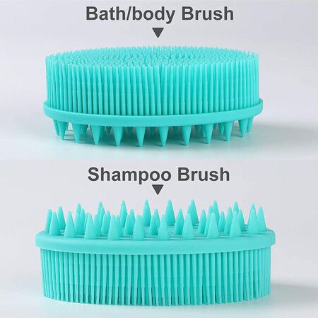 Silicone Body Brush,2 in 1 Bath and Shampoo Brush (Green)