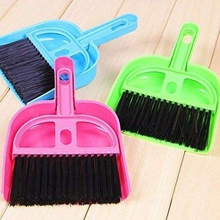 Mini Dustpan Supdi with Brush Broom Set for Multipurpose Cleaning Drawer Cleaner - Green