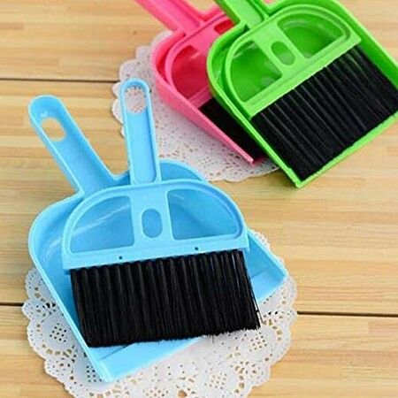 Mini Dustpan Supdi with Brush Broom Set for Multipurpose Cleaning Drawer Cleaner - Green