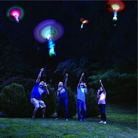 25 Sets Flying Light Sets with Elastic Slingshot, Helicopter, Rocket and Arrow Lights for Party Outdoor Game for Kids