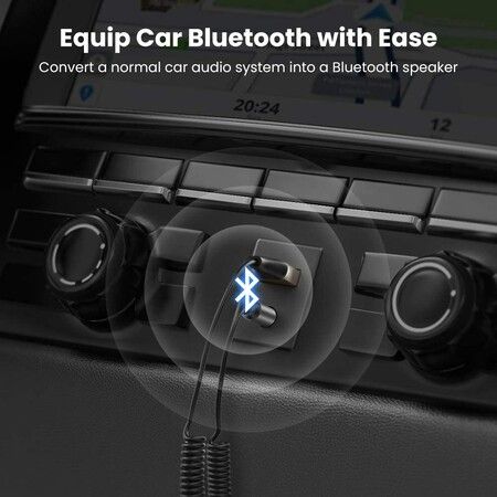 Bluetooth 5.0 Aux Adapter, Bluetooth Car Receiver USB 2.0 to 3.5mm Jack Handsfree Car kit Audio Receiver with Built-in Microphone for Car Speaker and Home Audio