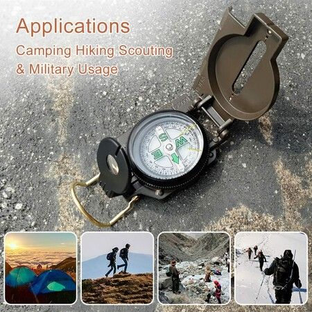 Multifunctional Military Compass, Waterproof and Shakeproof Compass for Outdoor Camping Hiking