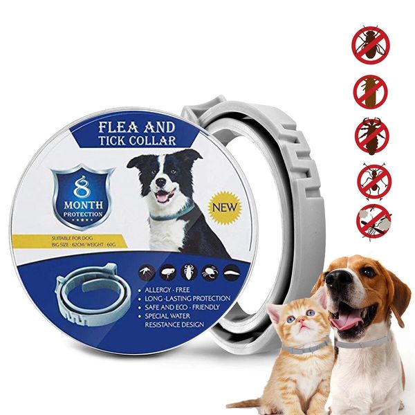 Flea and Tick Collar for Dogs, 8-Month Flea and Tick Collar for Large Dogs Over 18 Pounds 65cm(Random Style)