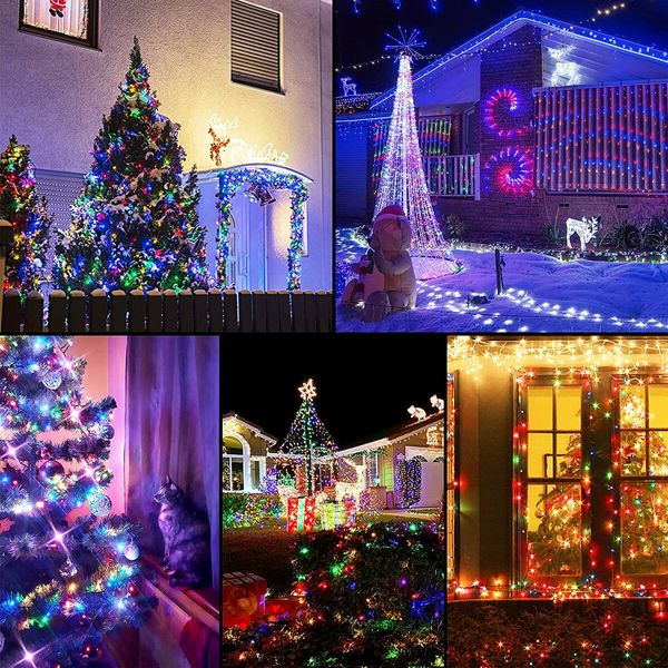 2-Pack 80FT 200 LED Solar String Lights Outdoor, Waterproof Solar Fairy Lights with 8 Lighting Modes, Solar Outdoor Lights for Tree Christmas Wedding Party Decorations Garden Patio (Multi-Color)