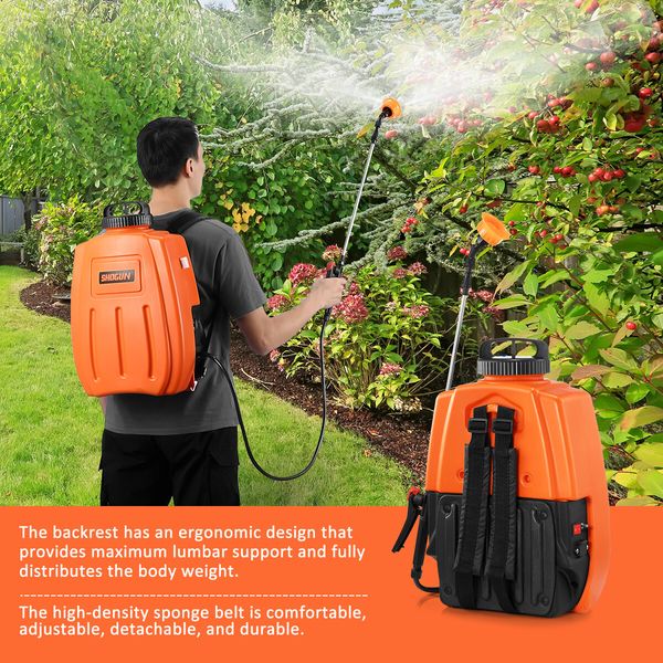 Garden Weed Sprayer Trolley Backpack Electric Battery Powered Lawn Pump Spraying Portable Lithium 16L