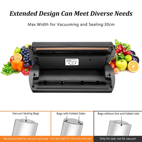 Maxkon 80Kpa Vacuum Sealer Food Packing Machine Packer Air Tight System Sliding Cutter with Storage Bags