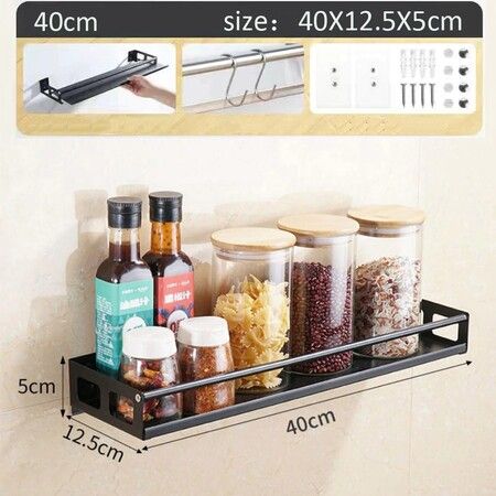 Kitchen Organizer Wall Mount Bracket Storage Rack Spice Jar Rack Cabinet Shelf Supplies