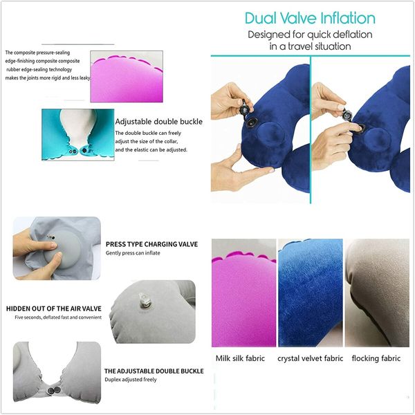 Automobiles Car Pillow U-Shape Pillow Press Inflatable Soft Head Rest Cushion Cervical Protection For Car Office Aircraft