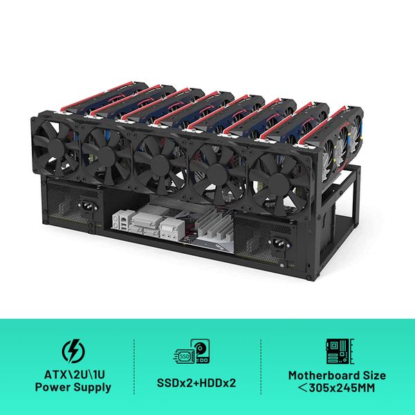 8GPU Mining Rig Case Graphics Card Holder Open Air Frame Rack Motherboard Bracket 