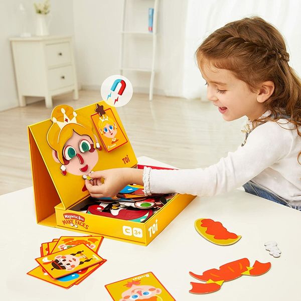 Kids Magnet Toys Magnetic Jigsaw Puzzle Boxes for Kids Age 3-7,Make Face,Preschool Tabletop Toy for Toddlers Kids,Promoting Hand-Eye Coordination